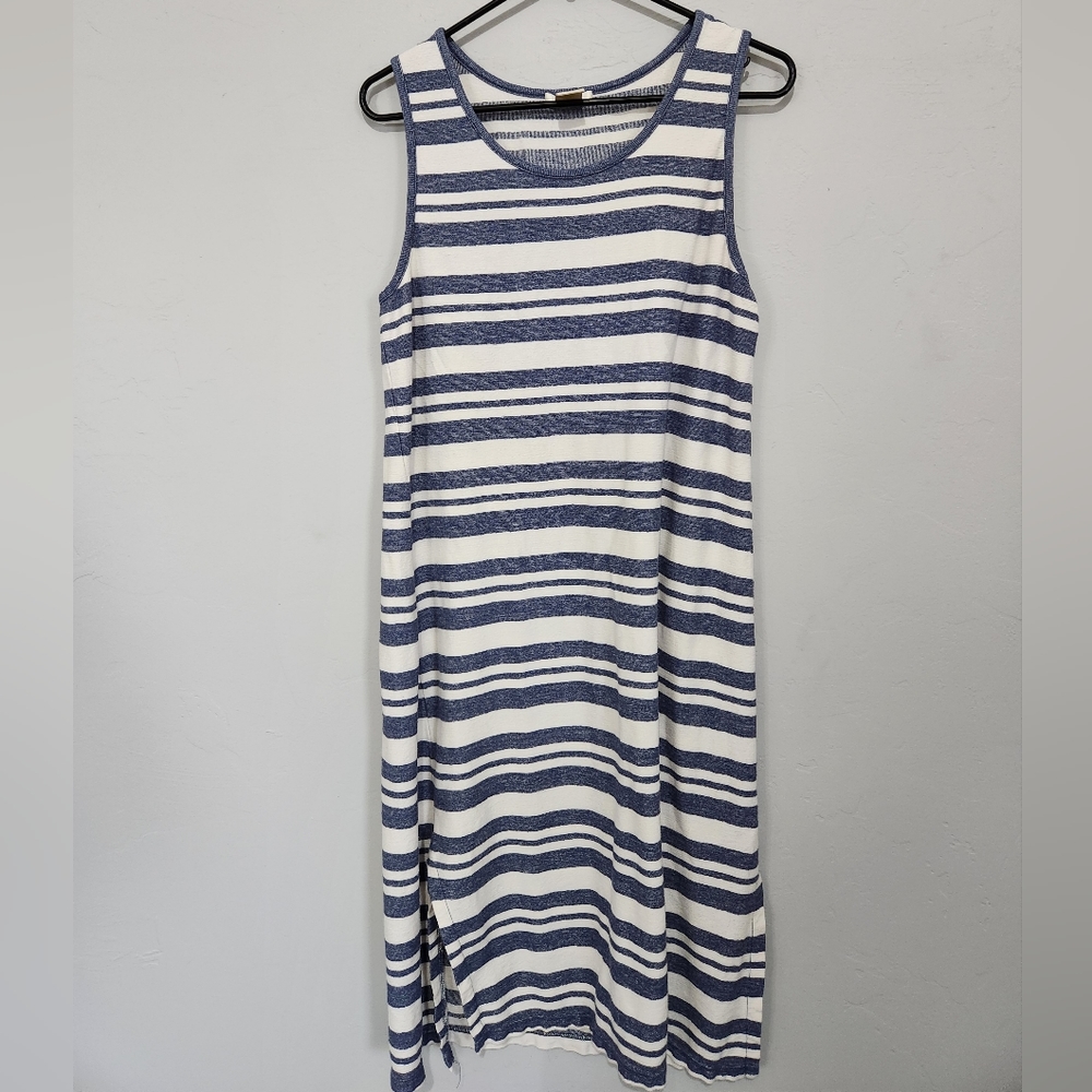 Matty M 100% cotton striped bodycon maxi tank dress with side slit size M